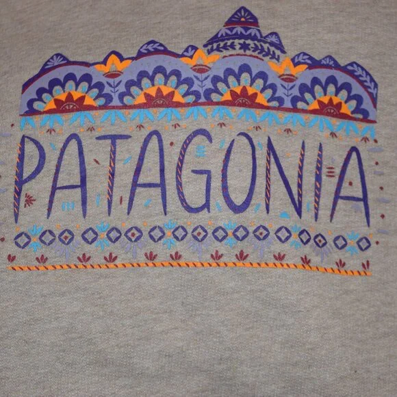 Patagonia Gray Hoodie with Purple and Orange Accents - Picture 5 of 7